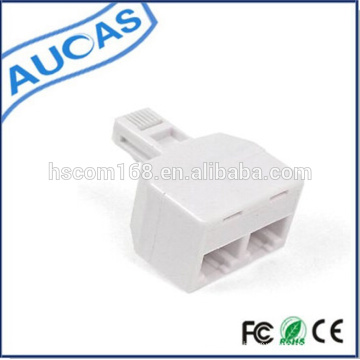 Modular Superfície Dual Jack / adaptador de telefone / rj45 conector de porta dupla